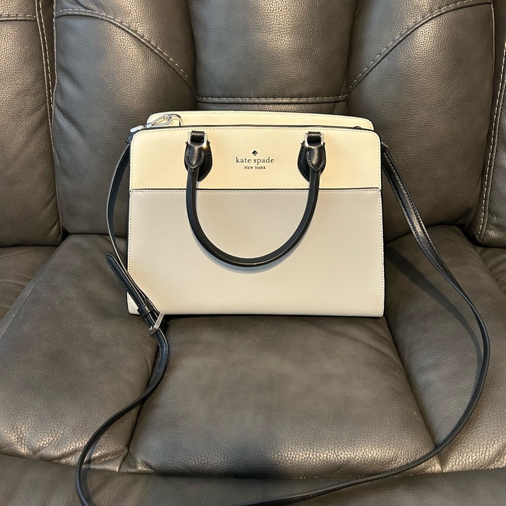 Kate Spade Black and Cream Madison satchel NWOT!